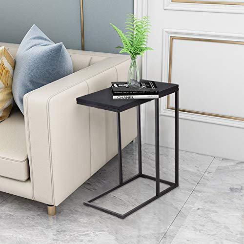CASART Sofa Side Table, C-Shaped Coffee Snack Table Laptop Stand with Foot Pads, Over Bed End Table for Living Room, Bedroom and Office(48 x 28 x 59cm)