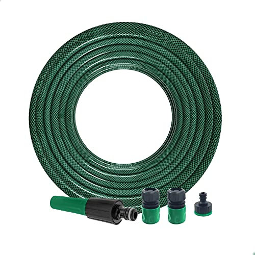 EUROXANTY Kit Manguera de Riego con pulverizador | Para Regar tus Plantas | Manguera reforzada | Pulverizador de Riego | Con regulador de caudal | Mango ergonómico | (15 Metros)