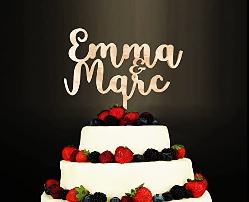Cake Topper Hochzeit eigene Namen Personalisierte Holz Hochzeitstorte Hochzeit personalisiert mit Namen Tortenstecker Tortenfigur Topper Jubiläum Dekoration Party Wedding Custom Cake Topper