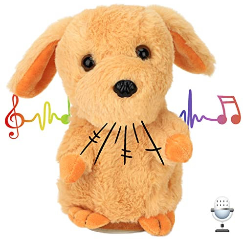 Hopearl Talking Puppy Repeats What You Say Dog Nodding Juguete animado eléctrico interactivo de peluche para niños pequeños, marrón, 7 pulgadas