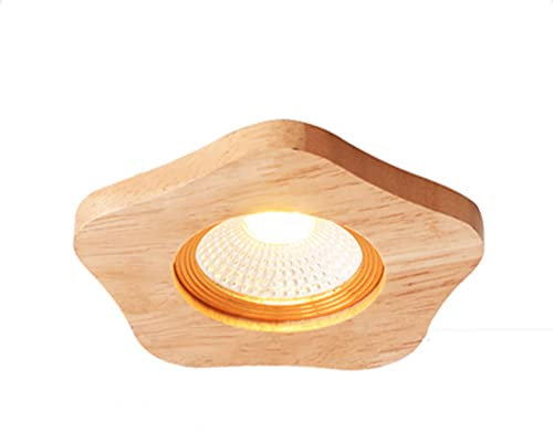LED Holz Einbaustrahler Dimmbar, Deckenleuchte 5W Einbauspot Strahler(80-120 mm Bohrloch) Holz Deckenstrahler 3 Farbtemperaturen Modi Einbauleuchten Decken Spot für Wohnzimmer Flur Bad Küchen,Small
