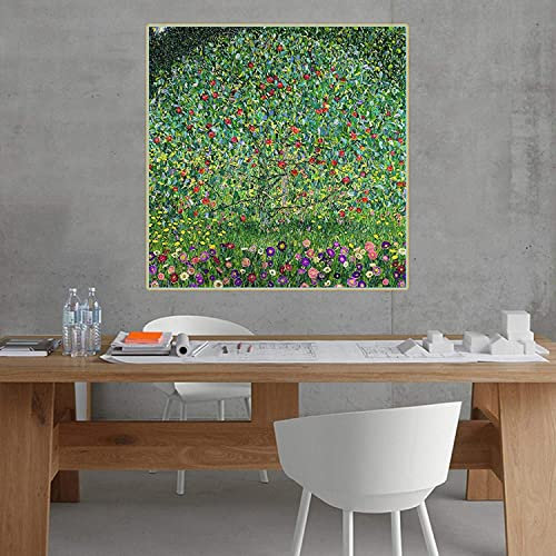 Posterbild 40 x 40 cm, Rahmenlos, berühmter Gustav Klimt Apfelbaum I, 1912, abstraktes Poster und Druck, Wandkunstbild für Wohnkultur