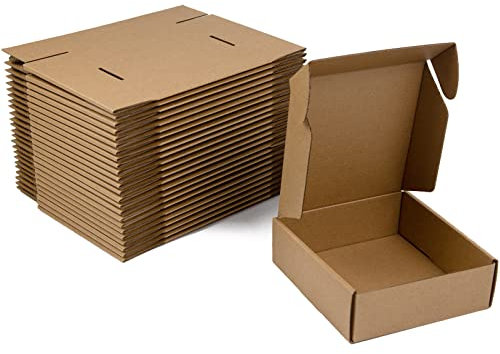 Sodissa Cajas de envío de 6 x 6 x 2 pulgadas, paquete de 25, cajas de cartón corrugado marrón para negocios pequeños