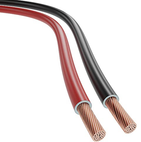 KabelDirekt – Cavo FLRY, cablaggio per veicoli, autoveicoli – set di due cavi rosso/nero con isolamento, 2x2,5 mm² – 5 m (per impianto elettrico, illuminazione, caravan/camper, moto)