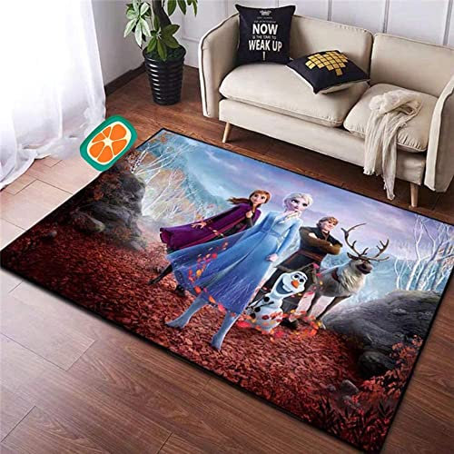 TONATO Kinderzimmer gefrorener Cartoon Teppichtür Matte Kinder Spielen Mat Anna ELSA Wohnzimmer Küche Schlafzimmer Teppich Wohnheimdekor,160 * 230cm