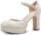 Tamaris Damen Pumps mit Riemen Vegan Blockabsatz; IVORY PATENT/beige; 39 EU