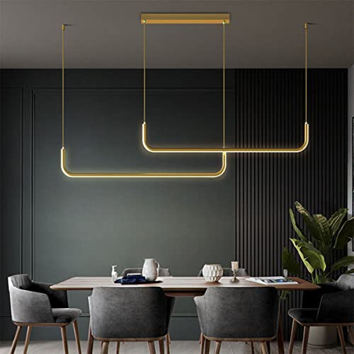 Bellastein LED Esstisch Pendellampe Dimmbar Moderne Kronleuchter Höhenverstellbar Pendelleuchte, für Wohnzimmer Schlafzimme Esstisch Esszimmer Hängelampe (Gold, 150CM)