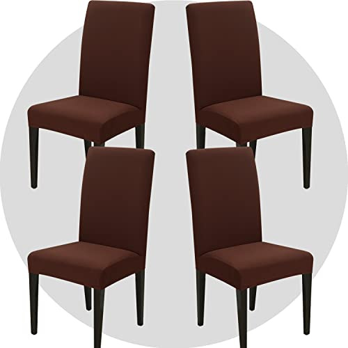 ZHILING Stuhlhussen Bezüge Set von 4 Super Fit Stretch abnehmbare waschbare Esszimmerstuhl Protector Cover Sitzbezug für Hotel, Esszimmer, Zeremonie, Bankett Hochzeitsfeier(Braun)