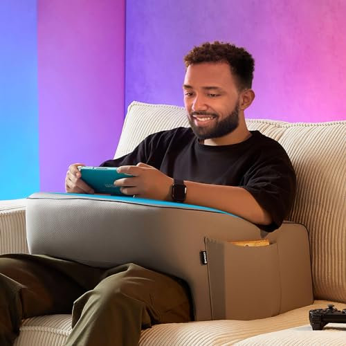 cooloo8 Lesekissen für Gaming, großes Armlehnenkissen, Memory-Schaum-Bettruhekissen zum Lesen, Arbeiten, Spielen von Dampfdeck-Schalter oder Sitzen im Bett Boden Sofa (grau)