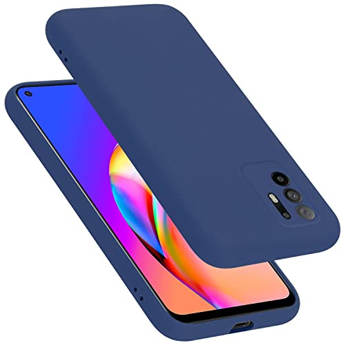 Cadorabo Hülle kompatibel mit Oppo A94 5G Hülle Silikon Handyhülle für A94 5G Case aus flüssigem Silikon- Kratzfeste und stoßfeste dünne TPU Schutzhülle - Liquid BLAU