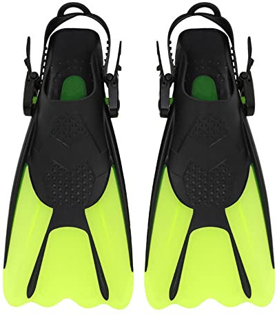 ENEN Schwimmflossen, Schnorchelflossen kurz Verstellbare Flossen für Kinder Erwachsene zum Schnorcheln, Schwimmen (S(passend für Größe 34-38),Grün)