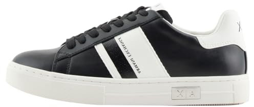 Armani Exchange Damen Cup Sole Mina, Back tab with and Metal Logo Detail on Side Sneaker, Black+ Off White, 40 EU