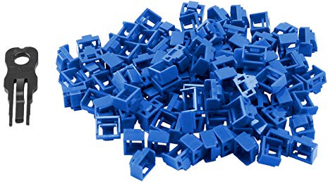 Lrtzizy 100 Stück Serie Blau RJ45 Ethernet-Port LAN Hub Staubschutz Stöpsel Blockierschutz mit Schloss und Schlüssel
