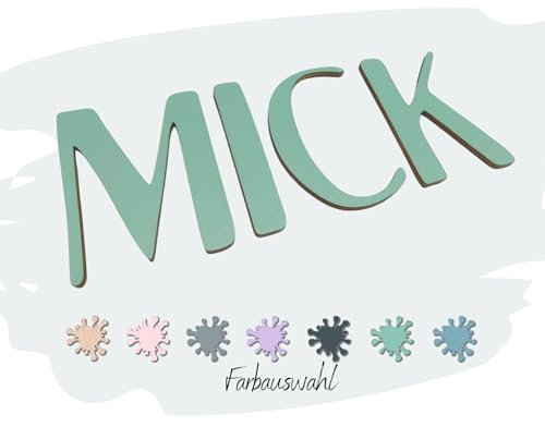 8cm Holzbuchstaben, personalisierte Türbuchstaben Kinderzimmer für Jungen und Mädchen, Kinderzimmerdeko, Taufgeschenk und Geburtsgeschenk inkl. Klebepads (MINT)