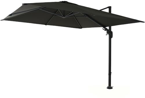 Siena Garden Elio N+ Ampelschirm 300 x 300 cm Gestell Aluminium anthrazit, Bezug 100% Polyester, 200g/m² in anthrazit, PA-beschichtet, UPF 50+