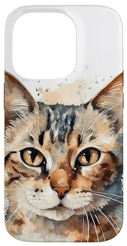 iPhone 14 Pro Cat Watercolor Graphic Case