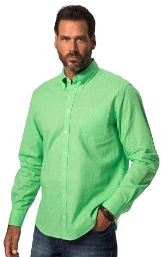 JP 1880 Herren große Größen Übergrößen Menswear L-8XL Hemd, Langarm, Leinenmix, Buttondown-Kragen, Modern Fit Kiwi XXL 782629436-XXL