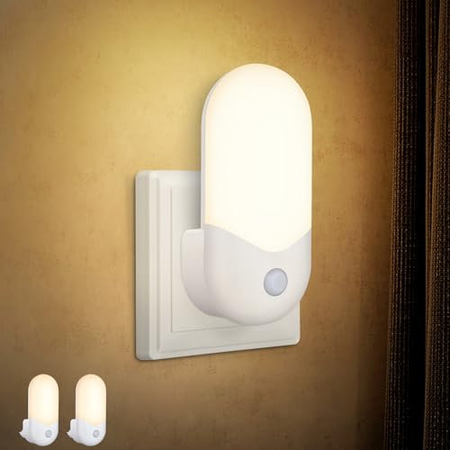 muyuua Nachtlicht Steckdose mit Dämmerungssensor - 2 Stück LED Steckdosenlampe Kinder Steckdosenlicht Kinderzimmer Nachtlampe WarmWeiß 1W Orientierungslicht für Baby Flur Treppenhaus Schlafzimmer