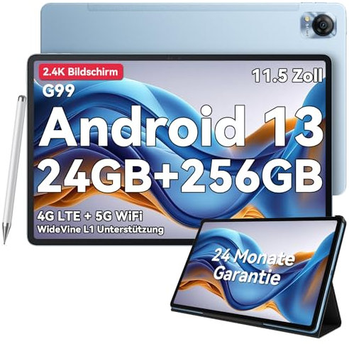 Blackview MEGA1 Tablet 12 Zoll, Helio G99 Octa Core,4G LTE Tablet, 5G WiFi, 2.4K FHD Android 13 Tablet, 50MP 24GB RAM+256GB/(2TB TF) ROM Tab, Tablet Mit Stift, PC Tablet 8800mAh/GPS/GMS/OTG/Grau
