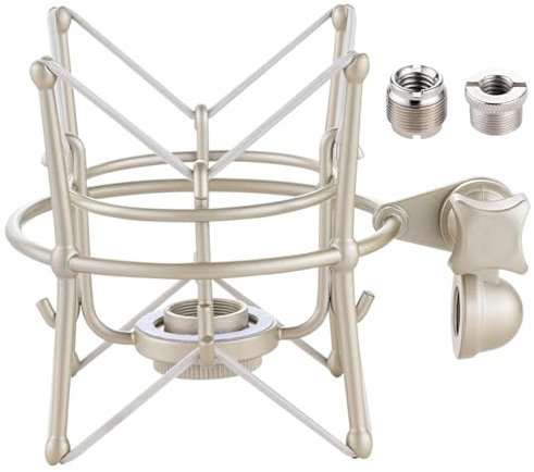 Xereizo Mikrofon-Stoßhalterung, Metall, universeller Mikrofonhalter, Spinnen-Aufnahme, Mikrofon-Ständer, kompatibel mit vielen Kondensatormikrofonen wie AT2020, MXL 770, MXL 990, Samson C01, Rode