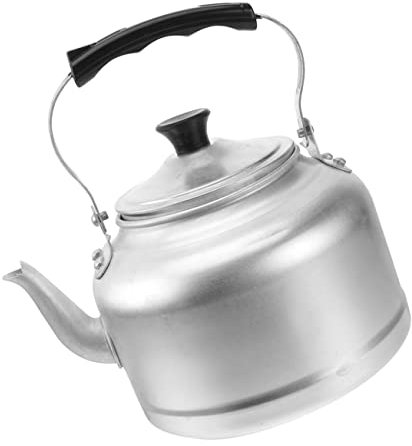 Bouilloire en métal cafetière en métal cruche d'eau en métal théière en métal bouilloire à café pratique bouilloire argent ménage charbon poêle thé bouilloire théière (Color : Silver, Size : 25X25X1