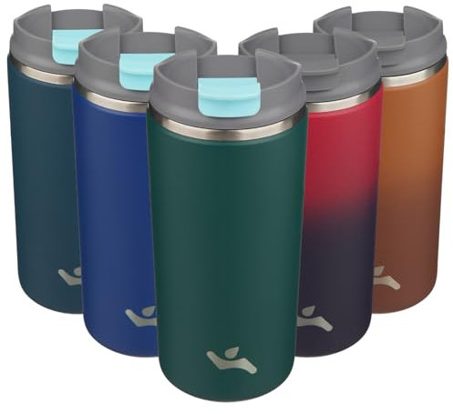 Konokyo Tumbler with Lid, 12 oz Travel Coffee Mug Double Wall Vacuum Stainless Steel Thermal Metal Cup Insulated Water Bottle,Dark Green