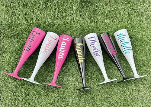 Personalised White Black Pink Prosecco Champagne Flute - Great for Prom - Wedding - Pamper - Bridesmaid - Birthday & BBQ Party (18)