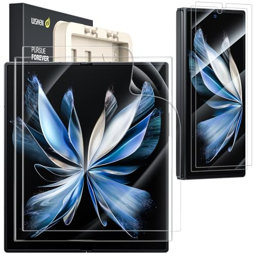 WSKEN für Samsung Galaxy Z Fold 6 Schutzfolie, [Blase Selbst-Extinktion][Auto Installation] Innen weiche TPU Displayschutz Folie + Front 9H HD-Klar Panzer Schutz Glas 2 Stück, Anti-Bläschen,Kratzfest