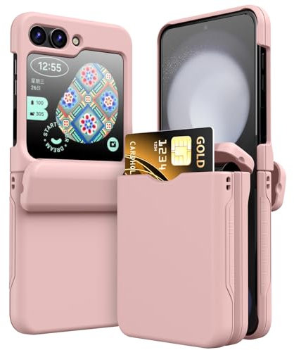 TECHGEAR for Samsung Galaxy Z Flip 6 Card Holder Case [2x Card Wallet Case] Premium Hybrid Tough Rugged Protective Bumper Case [Hinge Cover] Heavy Duty Protection for Samsung Galaxy Z Flip6 (Pink)