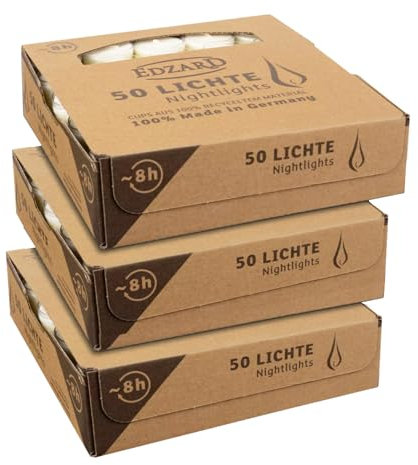 EDZARD 150 Teelichter, weiß (ø 38 mm, 8 Stunden Brenndauer) aus Paraffin, ohne Duft - Nightlights, Teelichte für Teelichtglas, ideal für die Dauerkerze Cornelius von Edzard