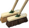 10 inch TWIN PACK OF TRADITIONAL WOODEN SWEEPING BRUSHES - x 1 STIFF OUTDOOR YARD SWEEPING BRUSH AND x 1 SOFT COCO BROOM WITH HANDLES