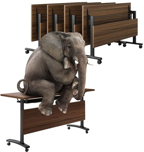 Set mit 4 klappbaren Konferenztischen, mobiler Trainingstisch mit klappbarer Platte, 55 Zoll DX 19,6 Zoll WX 29,5 Zoll H, Konferenztisch, modern, Besprechungstisch mit Rollen