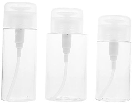 Operitacx 6 Pièces Flacon Pompe Vide - Bouteille Push Down pour Dissolvant Vernis à Ongles, Distributeur De Liquide Cosmétique, Soins De La Peau, Transparent, 120ml+150ml+200ml