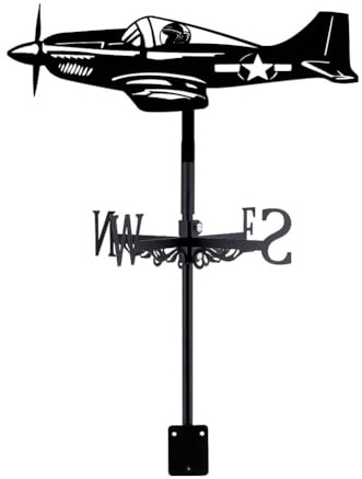 SUPERDANT Fighter Jet Iron Vane - Veleta de metal, color negro, dirección del viento, decoración artística de jardín para indicadores de techo, paletas de viento para patio, granero, cobertizos,