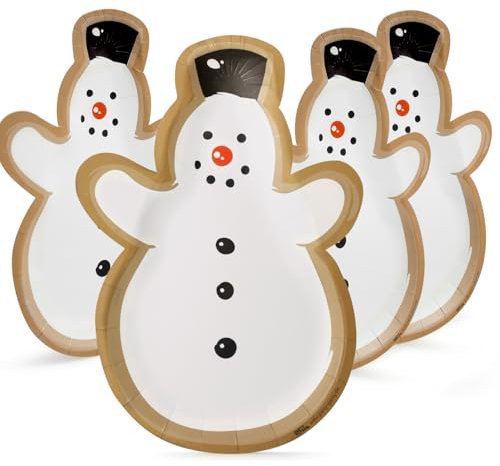 PARTY PARTY 40 Pappteller Weihnachten Partyteller in Schneemann Form, Winter Motiv, Stil für Weihnachtsfeier, Plätzchenteller, Weihnachtsdeko, Nikolaus, Adventszeit