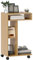 HOMCOM Multifunktionale C-Form Beistelltisch Sofa Beistelltisch mit Rädern Offene Fächer Beistelltisch für Wohnzimmer Schlafzimmer Büro Beistelltisch 40x30x69 cm Eiche