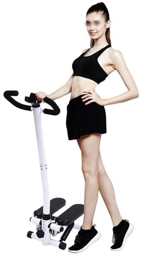 MINRS Stepper für Zuhause 150kg mit Haltegriffen, Fitness Swing Stepper mit LCD Screen, Ideal zum Abnehmen, Formen und für das tägliche Training, Schwarz