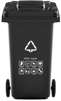 lskdnrufh Outdoor Trash Can Large Garbage Bin Large Capacity Commercial Outdoor 240L Classified Environmental Sanitation Covered Thickened Trailer Dustbin(Black,80l)