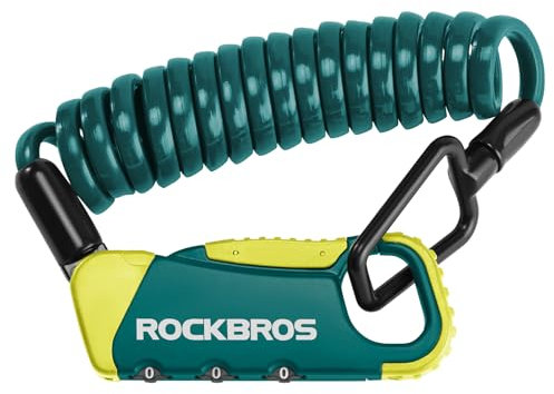 ROCKBROS Candado de Cable Combinación con 3 Dígitos para Casco Moto, 120cm Candado Pequeño Seguridad y Portátil para Bicicleta Montaña Carretera Scooter