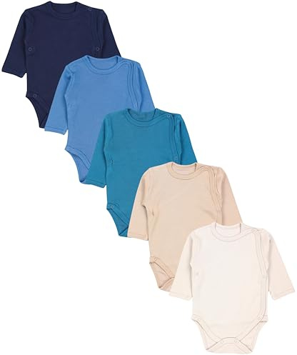 TupTam Baby Body Langarm – Wickelbody Langarm im 5er Pack aus Baumwolle für Mädchen und Jungen