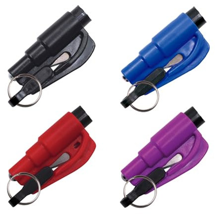 4 Pcs Car Window Breaker,Life Hammer With Seatbelt Cutter Cutters Emergency Keychain Escape Tool Safety Compact Mini Multi-Functional Protector Safehammer Tools Defense Windows Shatter,for Vehicle