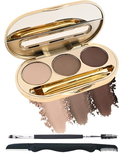 3 Colour Eyebrow Powder, Waterproof Long Lasting Augenbrauen Farbe-01 | Eyebrow Fine Powder, Multipurpose for Natural Looking Eyebrows All Day,with Mirror Augenbrauenpinsel and Razor Set