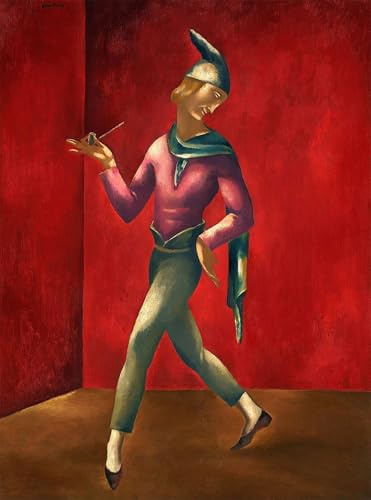 WYKUJMYTO Berühmte Gemälde Moderne Kunstdrucke Bild Druck Auf Leinwand Pierrot Dancer Clown von Eugeniusz Zak Poster Kunstwerke für Wohnzimmer Dekoration 60x90cm