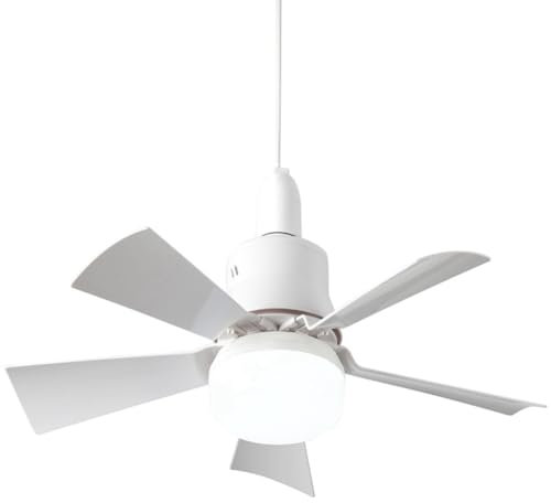 Pesfehhy Socket Fan Light with Remote, Ceiling Fan with 3-Speeds, Dimmable LED, E27 Base, Cordless Light Socket Fan Easy Install