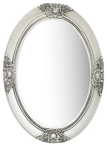 WKIEQACO Haus & Garten, Möbel-Wandspiegel, Barock-Stil, 50 x 70 cm, silber