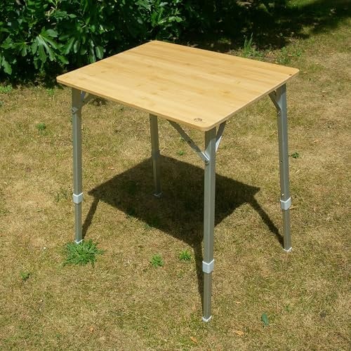 your GEAR Portofino Bambus Campingtisch – höhenverstellbarer Outdoor Klapptisch für Camping, Garten & Picknick (Größen M, L, XL) ((M) 60 X 50 Zentimeter)