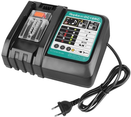 Chargeur de Remplacement QUPERR DC18RC pour Makita DC18RA DC18RD DC18SD DC18SF – Compatible avec Les Batteries Lithium-ION Makita 14,4V à 18V BL1830 BL1840 BL1850 BL1430 BL1815N etc.