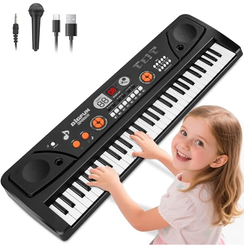 61 Keys Piano Keyboard for Beginners Beginners Electronic Keyboards Pianos with LCD Screen Microphone Musical Instruments Toys for Kids Age 3 4 5 6 7 8 Years Old