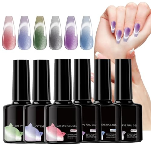 Kustimantu Gel-Nagellack-Set – Thermo-Nagellack, der sich mit der Temperatur ändert, magnetisch für Nägel, Kosmetik, Farbverlauf, für Reisen, Zuhause, Verabredungen, Treffen