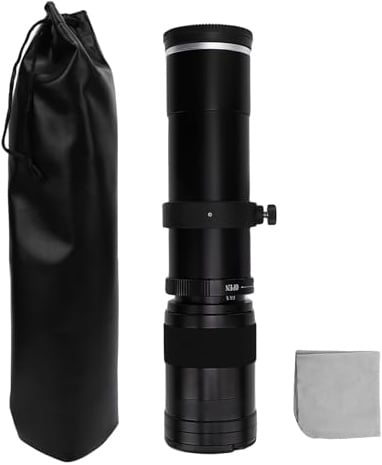 WOHPNLE 420 bis 800 mm Teloobjektiv, F8.3 Zoom Handbuch Fokus für E -Mount -Kameras Teleobjektiv für E -Spiegel ohne Spiegeln (Schwarz)